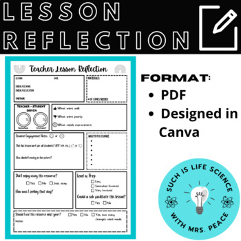 Preview of Teacher Lesson Plan Reflection