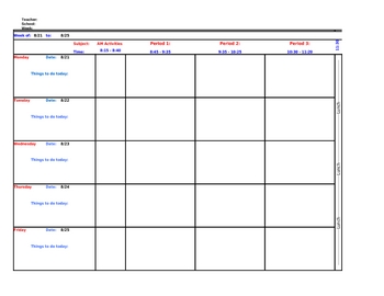 Preview of Teacher Lesson Plan Template in Excel