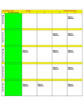 Preview of Teacher Lesson Planbook Template
