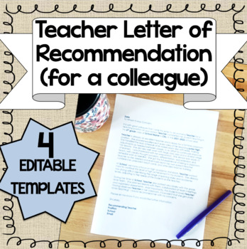 Preview of Teacher Letter of Recommendation Template! {for a colleague}