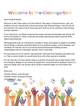 Preview of Teacher Letter to Students (Back to School)