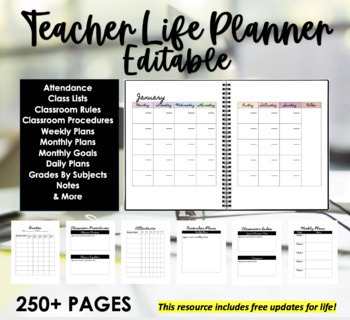 Preview of Teacher & Life Planner | Editable | Printable & Digital 