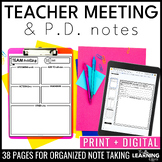 Teacher Meeting Notes | Professional Development Notes | P