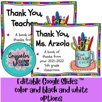 Teacher Memory Book Editable Google Slides™ & PDF