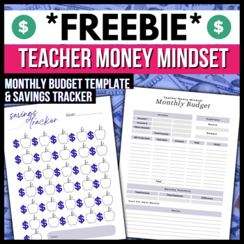 Preview of Teacher Money Mindset FREEBIE → Monthly Budget & Savings Tracker (Printable)