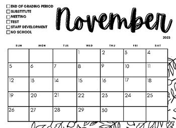 Teacher Monthly Calendar 23-24 School Year by Hippie with a Hobby