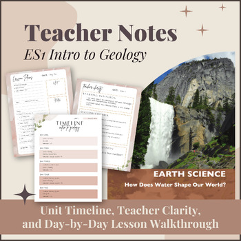 Preview of Teacher Notes for IQWST ES1 Intro to Geology with Learning Targets