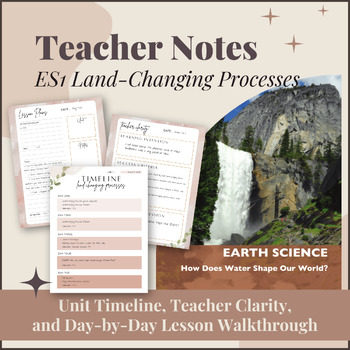 Preview of Teacher Notes for IQWST ES1 Land-Changing Processes with Learning Targets