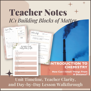 Preview of Teacher Notes for IQWST IC1 Building Blocks of Matter with Learning Targets