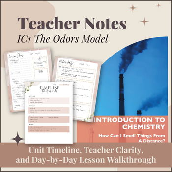 Preview of Teacher Notes for IQWST IC1 The Odors Model with Learning Targets