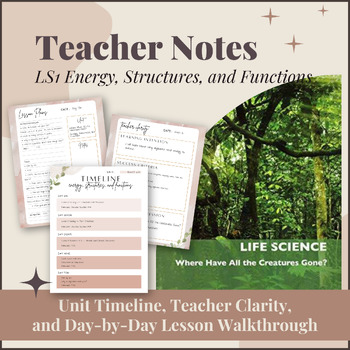 Preview of Teacher Notes for IQWST LS1 Energy, Structures, Functions with Learning Targets
