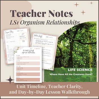 Preview of Teacher Notes for IQWST LS1 Organism Relationships with Learning Targets