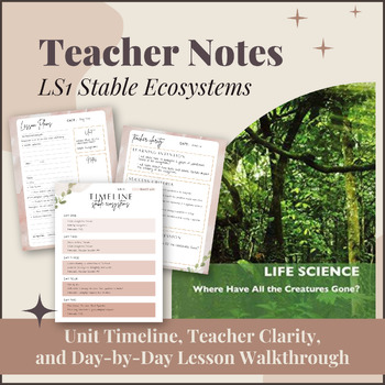 Preview of Teacher Notes for IQWST LS1 Stable Ecosystems with Learning Targets