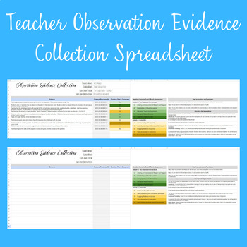 Preview of Teacher Observation Evidence Collection Tool
