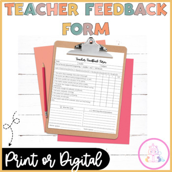Preview of Teacher Observation Feedback Form Administrator or Coaching