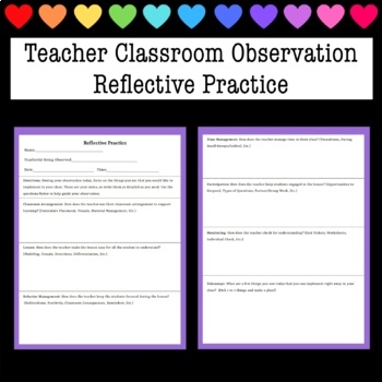 Preview of Teacher Observation Form - Reflective Practice - Let Teachers Observe Teachers!