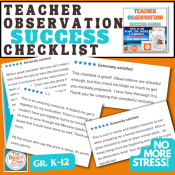Preview of Teacher Observation and Teacher Evaluation HELP, Tips & Checklists -  FREE!