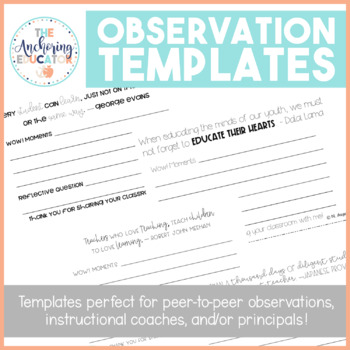 Preview of Teacher Observations Forms- PDF (digital & printable) & Google Slides Version