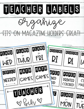 Preview of Teacher Organization Labels | Perfect for Magazine Holders | *EDITABLE*
