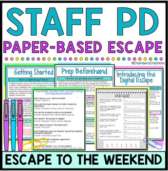 Preview of Teacher PD Staff Morale Teambuilding Paper Based Escape Room Back to School