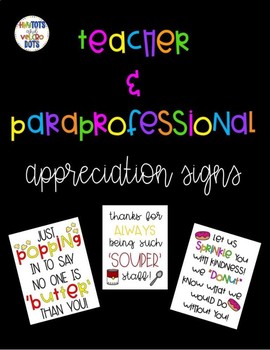 Preview of Teacher & Paraprofessional Appreciation Signs