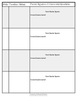 Communication Log for Graded Work (Includes a Spanish Version) | TPT