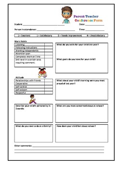 Preview of Teacher Parent Meeting Forms - 3 forms to cover the year
