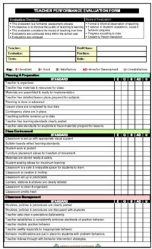 Preview of Teacher Performance Evaluation Form