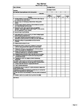 Preview of Teacher Performance Evaluation Preschool-3rd Grade