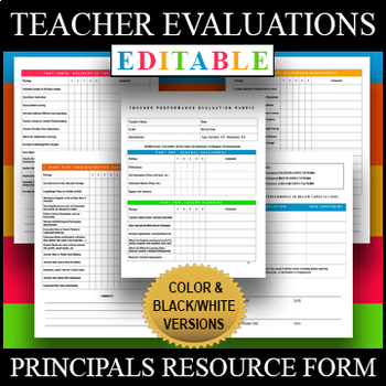 Preview of Teacher Evaluation Performance Assessment for Principals & Administrators SALE!