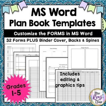 Preview of Teacher Plan Book Templates (FULLY Editable in MS Word) Create Your Own Binder
