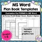 Teacher Plan Book Templates (FULLY Editable in MS Word) Cr