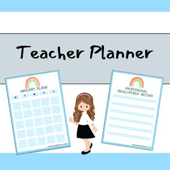 Preview of Teacher Planner - 100 Pages - Rainbow Themed