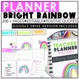 Teacher Planner 2022-2023 - Bright Rainbow - Editable - Go