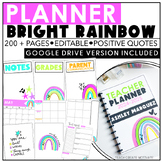 Teacher Planner 2024-2025 - Bright Rainbow - Editable