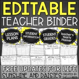 Teacher Planner Printable 2024-2025 EDITABLE Sunshine Yell