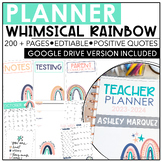 Teacher Planner 2022-2023 - Whimsical Rainbow - Editable -