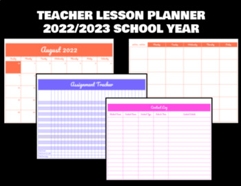 Preview of Teacher Planner 2022/2023 School Year (12 Months) - PRINTABLE