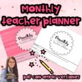 Teacher Planner 2022 - Monthly PDF - B&W - Color