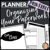 Teacher Planner Printable Teacher Binder: Organizing Paperwork BW
