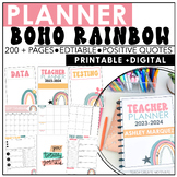 Teacher Planner 2024-2025 - Boho Rainbow - Editable