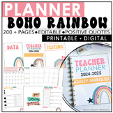 Teacher Planner 2024-2025 - Boho Rainbow - Editable