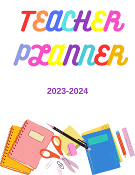 Preview of Teacher Planner 2023 - 2024 Editable Digital Printable Vertical Layout 8.5x11