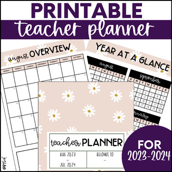 Preview of Teacher Planner 2023-2024 Printable | Daily Layout