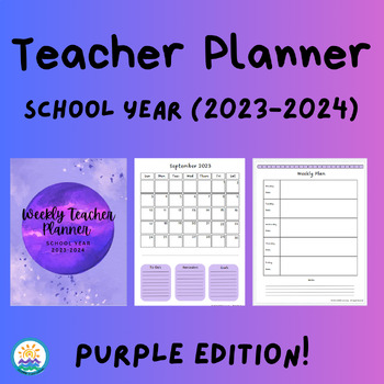 Preview of Teacher Planner: 2023-2024 School Year Edition: Purple Cover