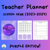 Teacher Planner: 2023-2024 School Year Edition: Purple Cover