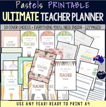 Preview of Teacher Planner Australian Teachers Ultimate Binder Printable - PASTELS