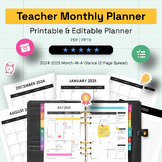 Teacher Planner 2024-2025 - Printable & Editable Monthly 2