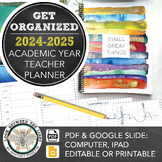 Teacher Planner 23-24 Academic Year: Digital Editable, Pri