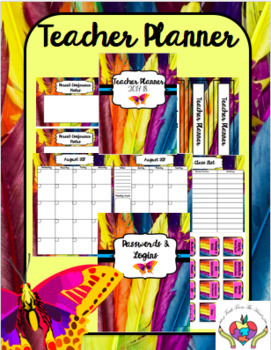 Preview of Teacher Planner 2017-2018 Bright Feathers